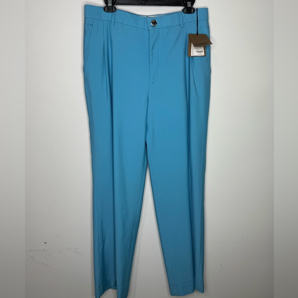 Burberry Tailored Wool Trousers Bright Opal Blue Men’s Size EU 48/US 38